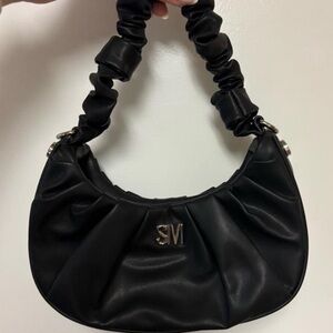 Steve Madden Handbag Purse Bag Black Ruched Slinky Strap NWT